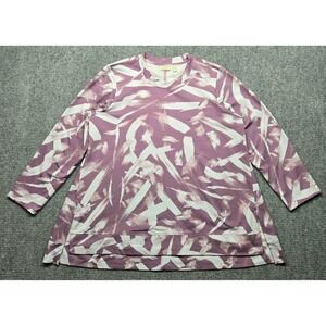 LOGO LOUNGE Sweatshirt Womens L Purple Crewneck Brushstroke Long Sleeve Pullover